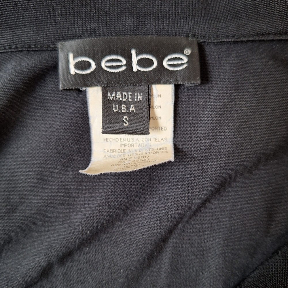 bebe 3/4 Sleeve Polo Top Johnny Collar Preppy Y2K Sexy Small - Picture 4 of 9